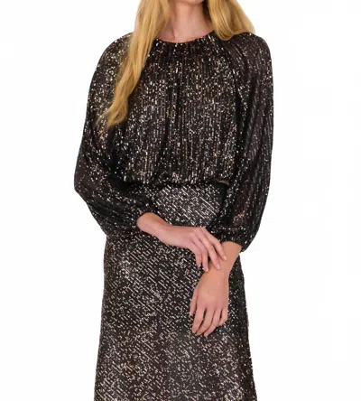 Secular Ava Sequin Top In Black/rose Gold