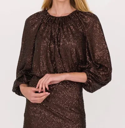 Secular Ava Sequin Top In Chocolate In Black