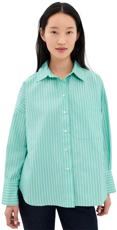 Secular Brady Button Down Shirt Turquoise Stripe In Blue