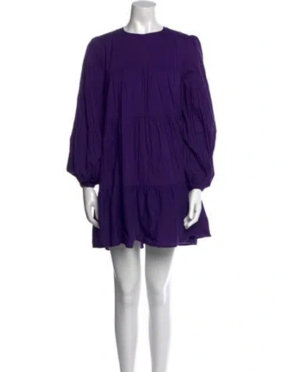 Pre-owned Secular Crew Neck Mini Dress In Purple