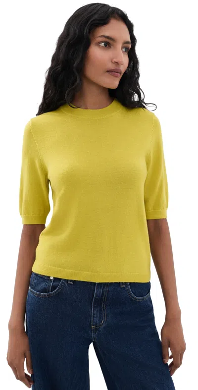 Secular Fitted Wool Crew Sweater Chartreuse