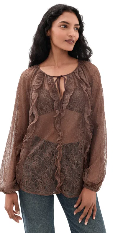 Secular Lace Blouse Chocolate In Brown