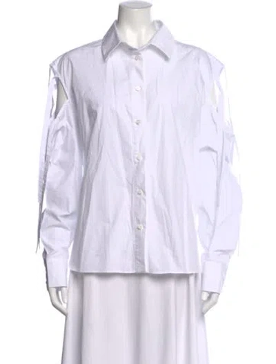 Pre-owned Secular Long Sleeve Button-up Top In White