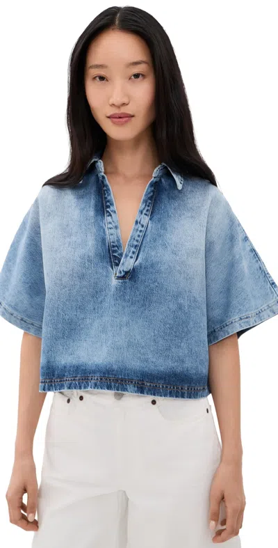 Secular Lotus Denim Shirt Malibu Wash In Blue
