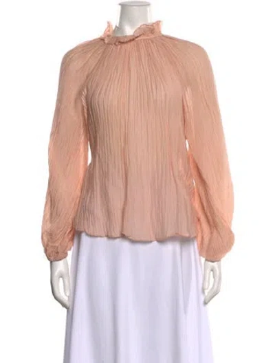 Pre-owned Secular Mock Neck Long Sleeve Blouse In Pink