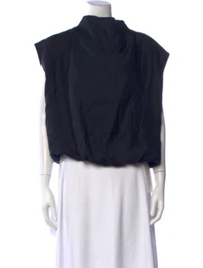 Pre-owned Secular Mock Neck Sleeveless Top In Blue