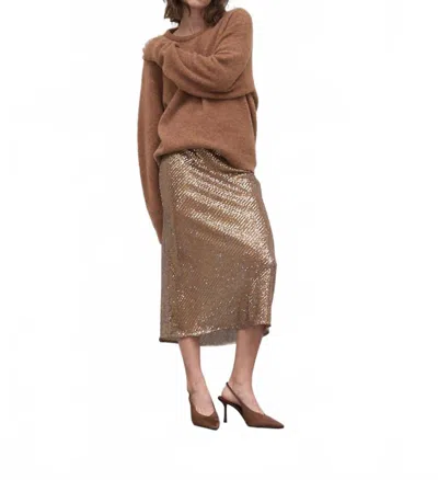 Secular Sequin Bias Skirt In Copper In Multi