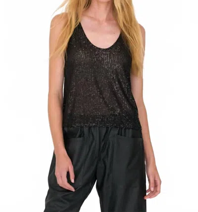 Secular Sequin Tank Top In Black