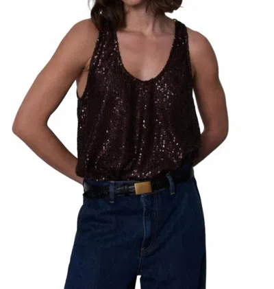 Secular Sequin Tank Top In Chocolate In Brown