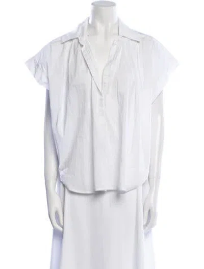 Pre-owned Secular Short Sleeve Blouse In White