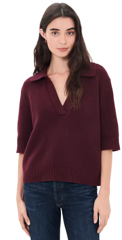 Secular Short Sleeve Henley Sweater Burgundy