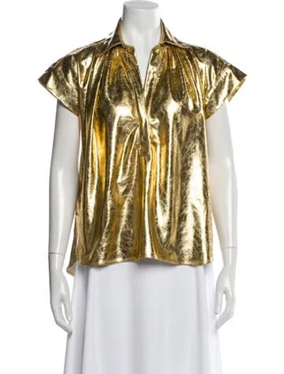 Pre-owned Secular Short Sleeve Top In Gold