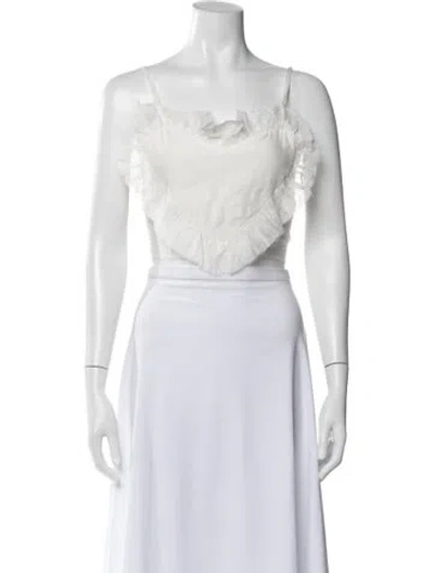 Pre-owned Secular Square Neckline Sleeveless Crop Top W/ Tags In White