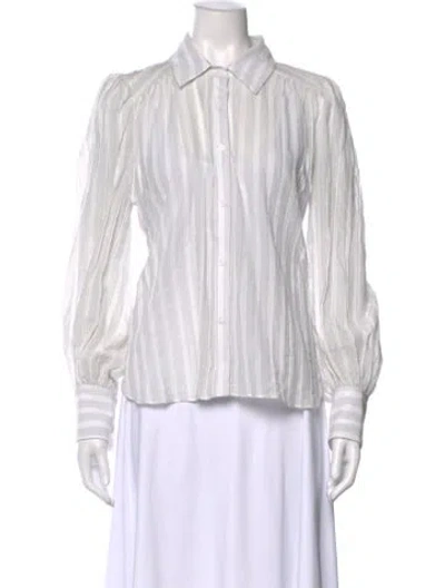 Pre-owned Secular Striped Long Sleeve Blouse W/ Tags In White