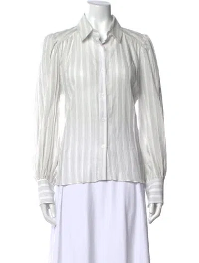 Pre-owned Secular Striped Long Sleeve Blouse W/ Tags In White