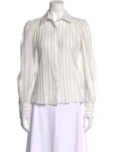 Pre-owned Secular Striped Long Sleeve Button-up Top W/ Tags In White