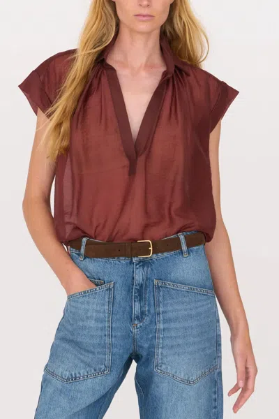 Secular Trinity Button Top In Rust In Brown