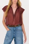 Secular Trinity Button Top In Rust In Red