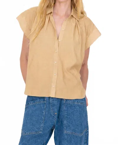 Secular Trinity Button Up Top In Camel In Brown