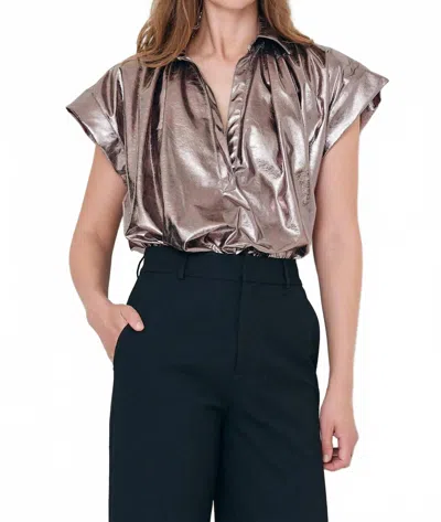 Secular Trinity Leather Top In Bronze In Gold