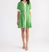 S'edge Analeise Button Front Mini Dress In Palm In Green