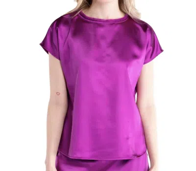 S'edge Astor Cap Sleeves Top In Plum In Purple