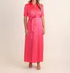 S'EDGE BECKETT PLEAT SHIRT MAXI DRESS IN BEGONIA