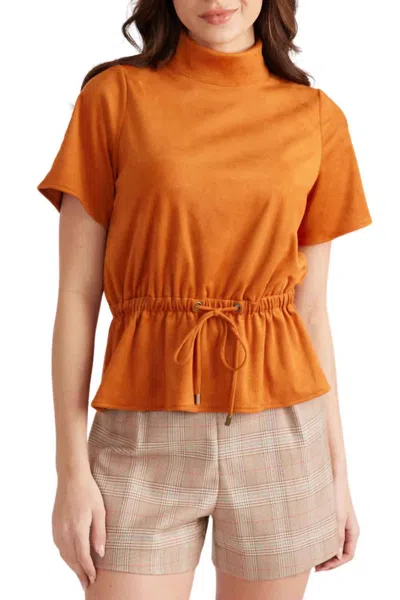 S'edge Celia Mock Neck Top In Pumpkin In Orange
