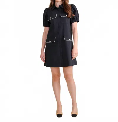 S'edge Celine Puff Sleeve Dress In Black