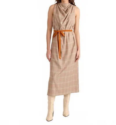 S'edge Clay Midi Dress In Autumn Plaid In Brown