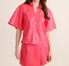 S'edge Kara Leather Top In Begonia In Pink
