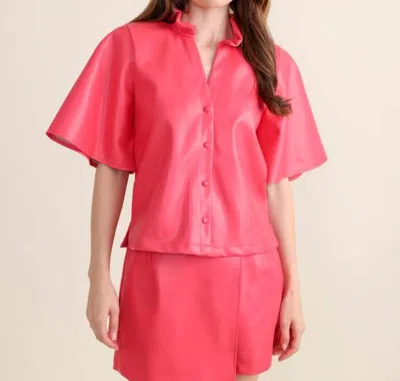 S'edge Kara Leather Top In Begonia In Pink