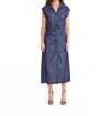 S'edge Layna Button Down Dress In Denim In Blue