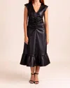 S'EDGE RUBY DRESS IN BLACK FAUX LEATHER