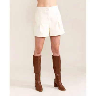 S'edge Vegan Leather Shorts In Creme - Matches The Mae Top In Red