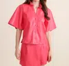 S'edge Kara Leather Top In Begonia In Pink