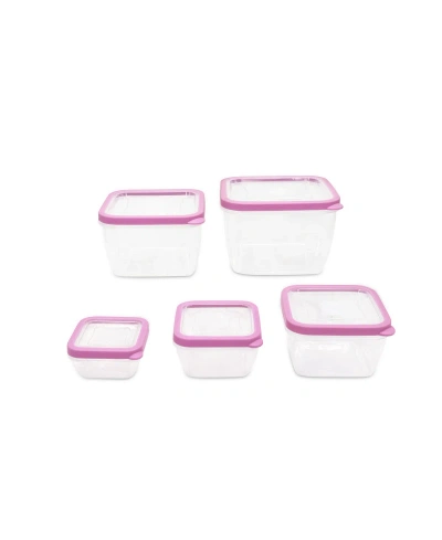 Sedona 10 Piece Square Plastic Storage Container Set In Pink
