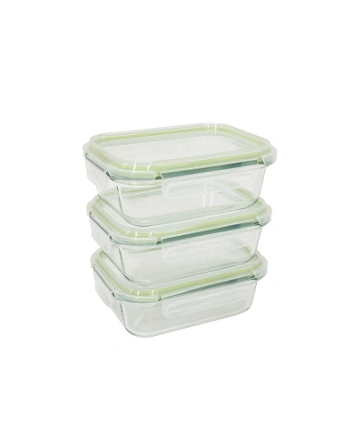 Sedona 6 Piece Rectangle Glass Storage Container Set In Green