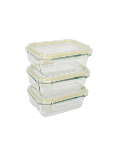 Sedona 6 Piece Rectangle Glass Storage Container Set In Light Sand