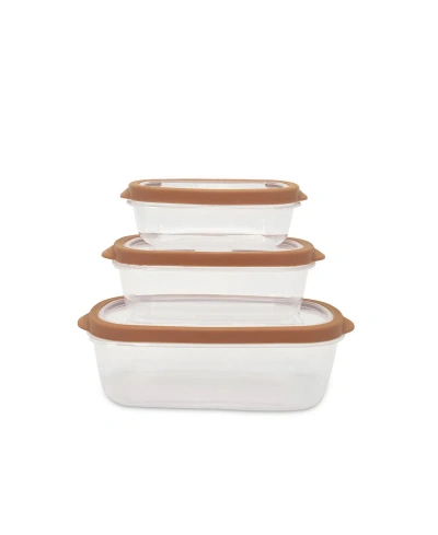 Sedona 6 Piece Rectangle Plastic Storage Container Set In Brown