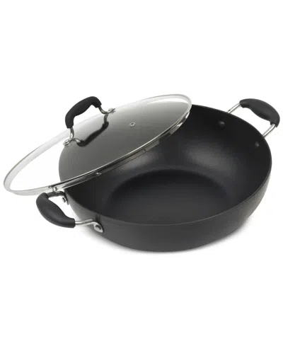 Sedona Kitchen 12.5" Hard-anodized Nonstick Wok & Lid In Black