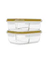 Sedona Kitchen 2-pack Divided Glass Storage Set In Yellow