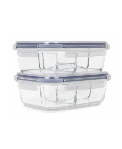 Sedona Kitchen 2-pack Three Compartment Glass Storage Set In Blue