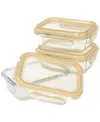 Sedona Kitchen 3-pack Rectangular Glass Food Storage Container Set