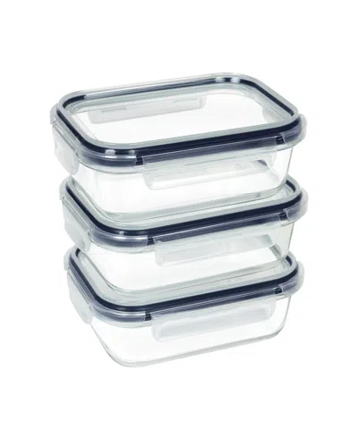Sedona Kitchen 3-pack Rectangular Glass Storage Set In Blue