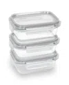 Sedona Kitchen Rectangular 3-pack Glass Storage Set In Gray