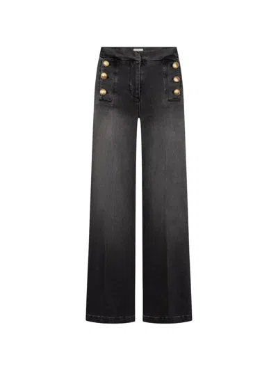 Seductive Bridget Button-embellished Jeans In Black