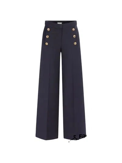 Seductive Bridget Button-embellished Trousers In Blue