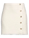 Seductive Woman Mini Skirt Ivory Size 14 Polyacrylic, Wool, Polyester, Cotton In White