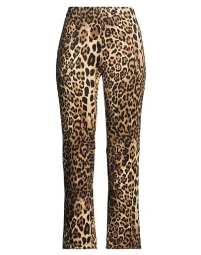Seductive Woman Pants Beige Size 8 Polyester, Elastane In Brown